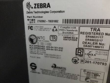 ZEBRA ZT620 LABEL PRINTER 200DPI + ZT62062-T0E0100Z LAN / USB / BT