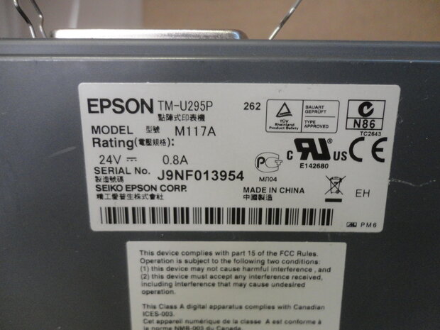 Epson TM-U295 Matrix Slip Bon Printer - M117A Black Parallel